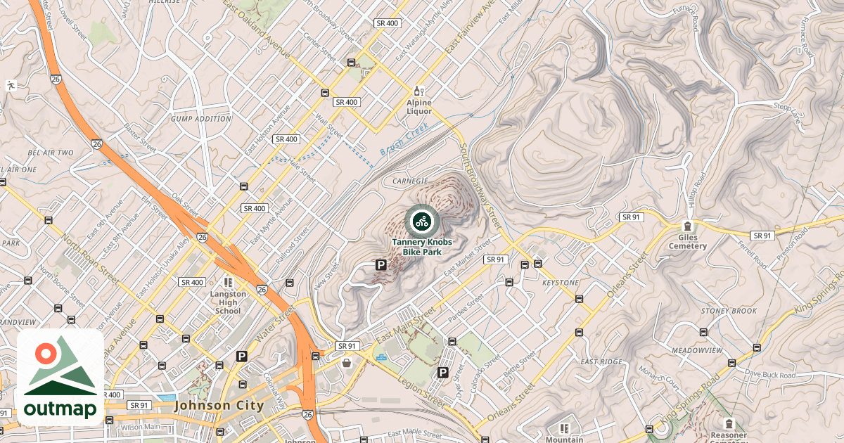 Map of Tannery Knobs Bike Park