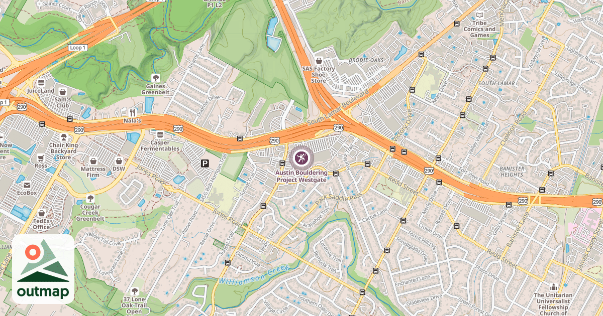Map of Austin Bouldering Project Westgate