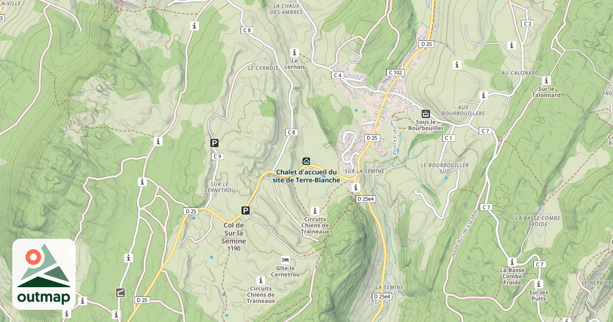 Map of Chalet d'accueil du site de Terre-Blanche