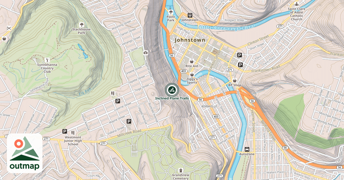 Map of Inclined Plane Trails