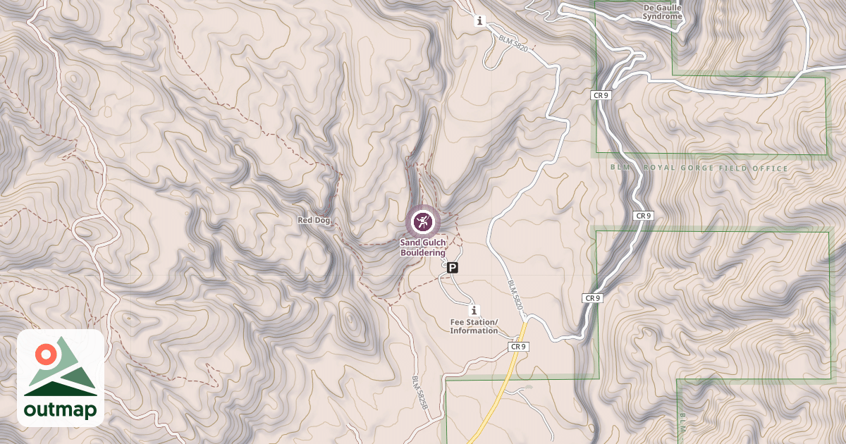 Map of Sand Gulch Bouldering