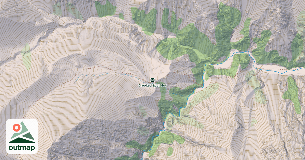 Map of Crooked Spur Hut