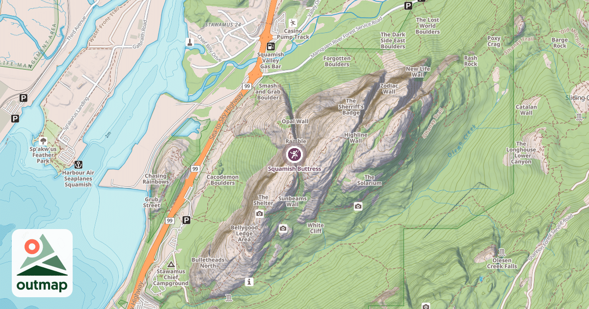 Map of Squamish Buttress