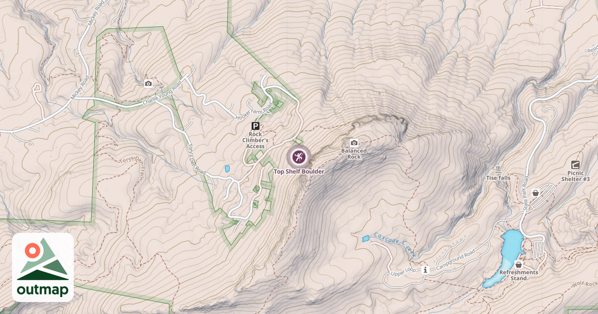 Map of Top Shelf Boulder