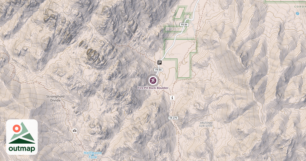 Map of Fire Pit Rock Boulder