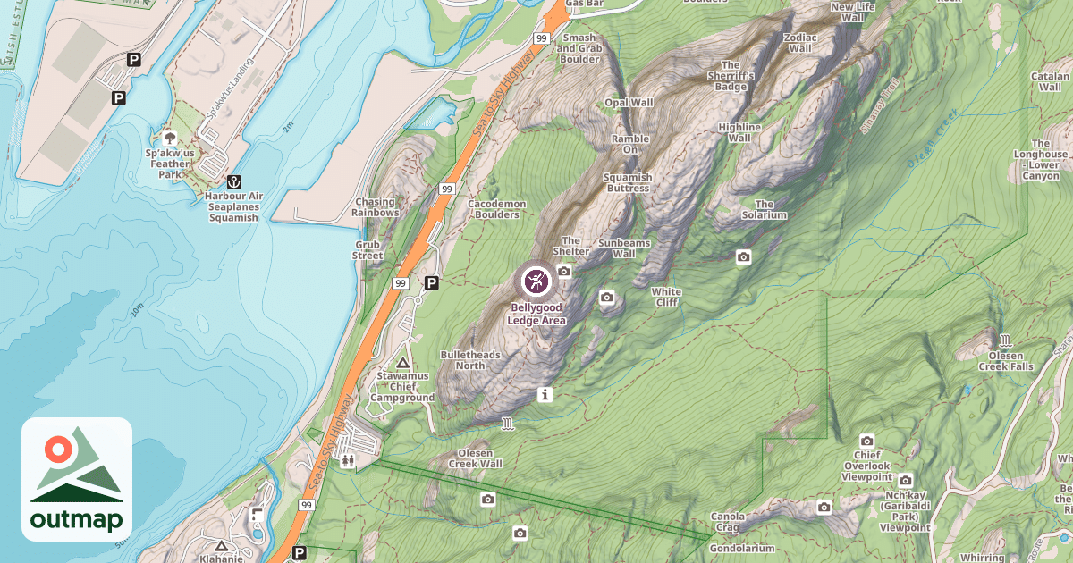 Map of Bellygood Ledge Area