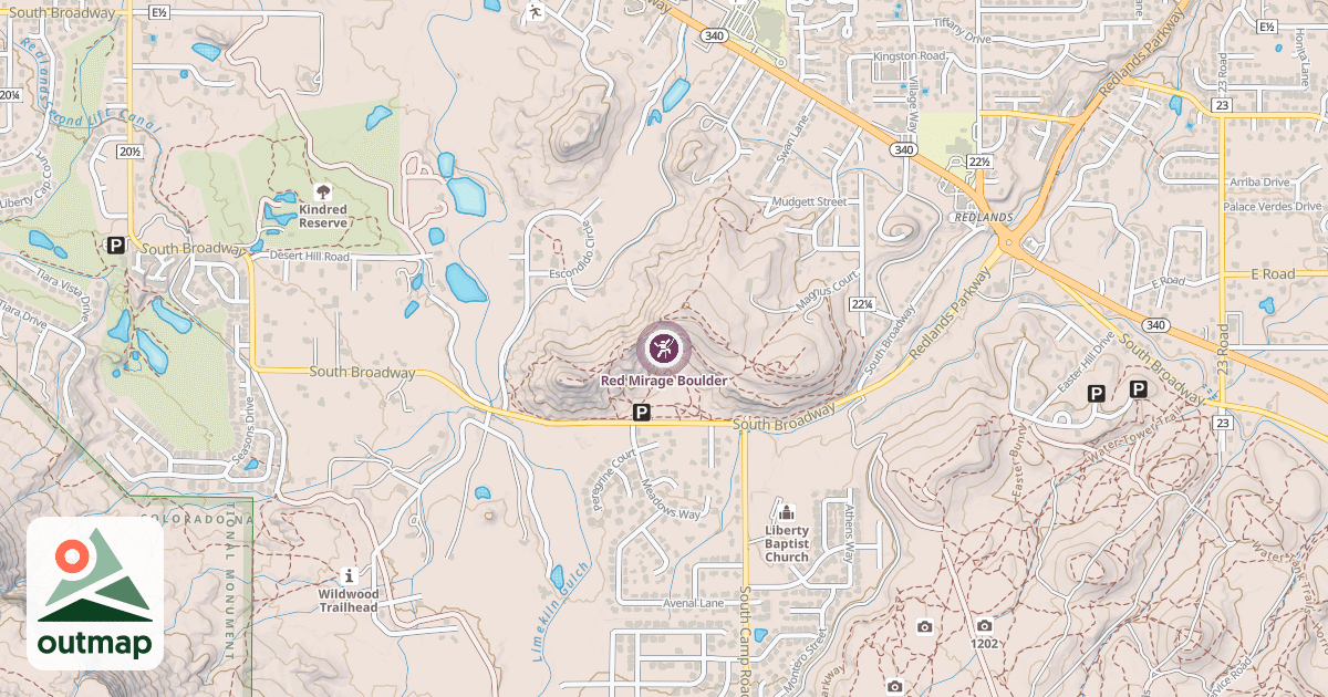 Map of Red Mirage Boulder