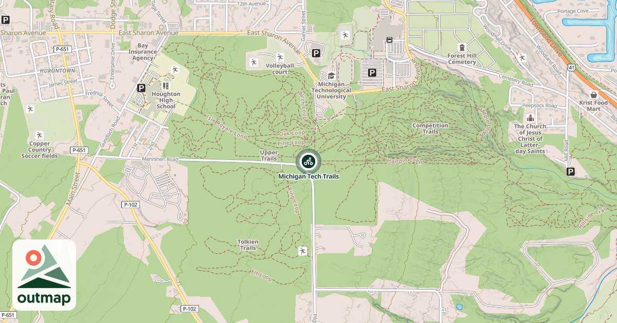 Map of Michigan Tech Trails