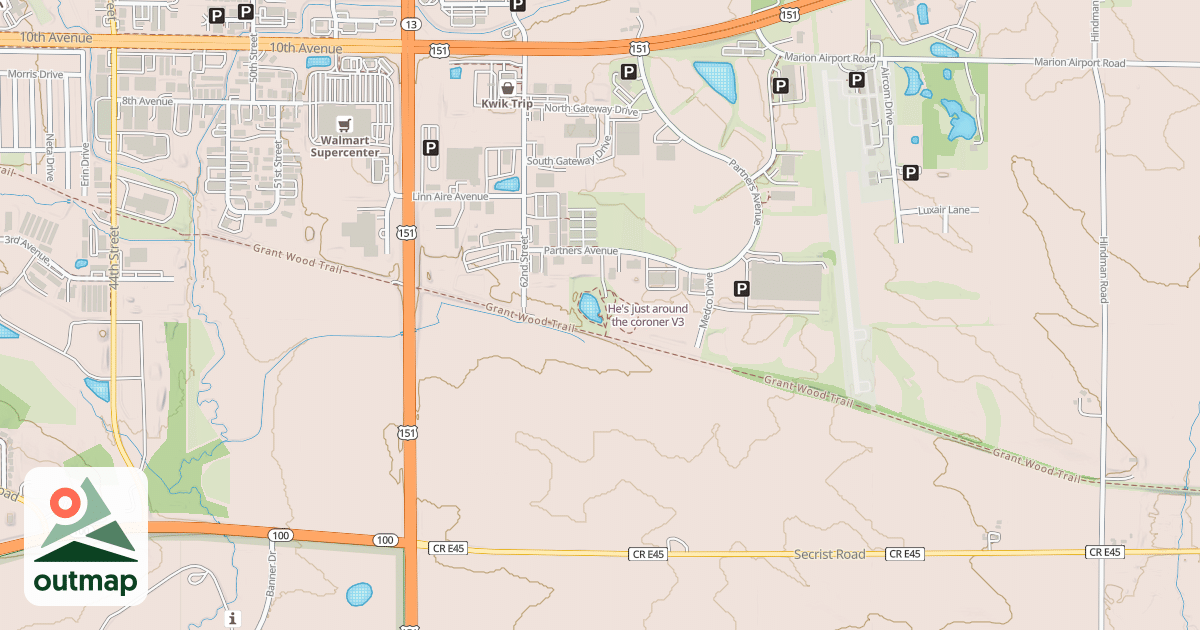 Map of He's just around the coroner