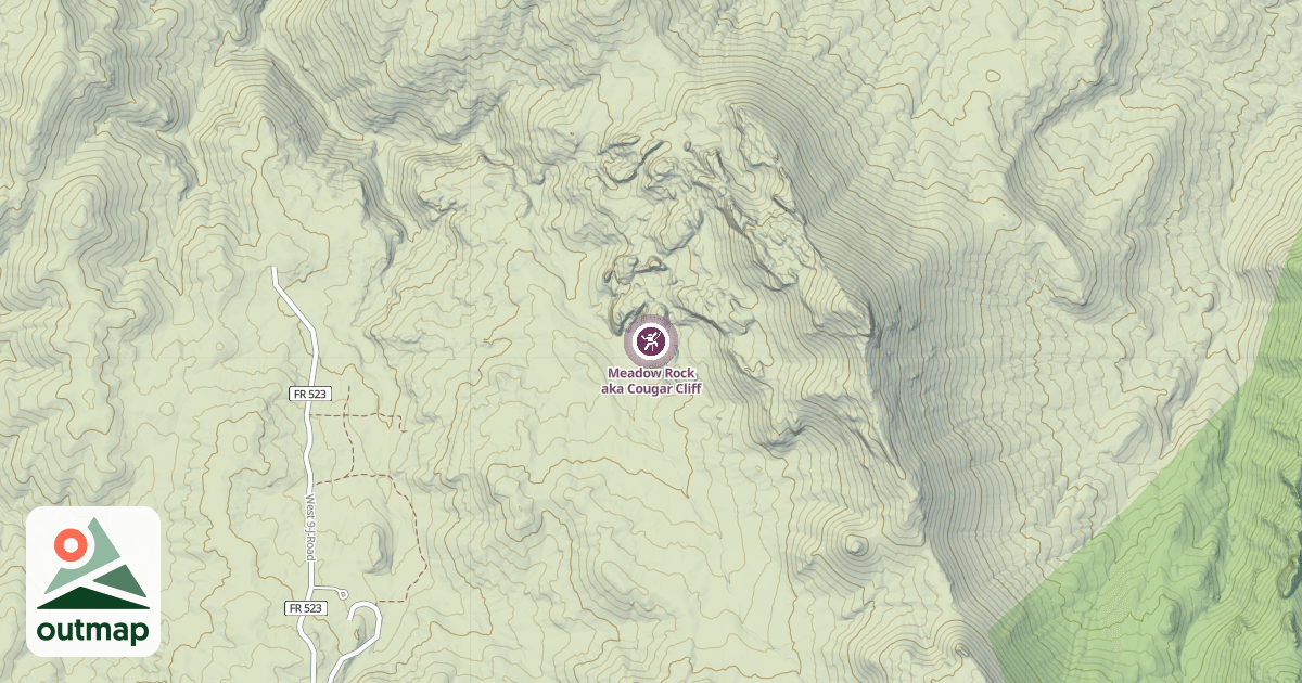 Map of Meadow Rock aka Cougar Cliff