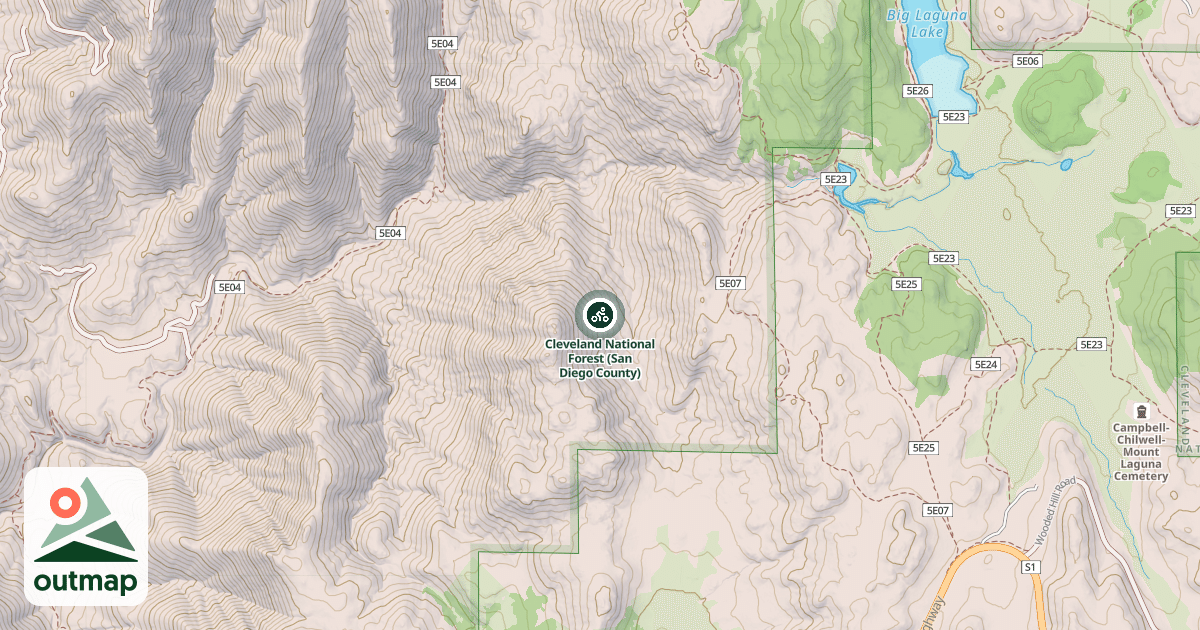 Map of Cleveland National Forest (San Diego County)