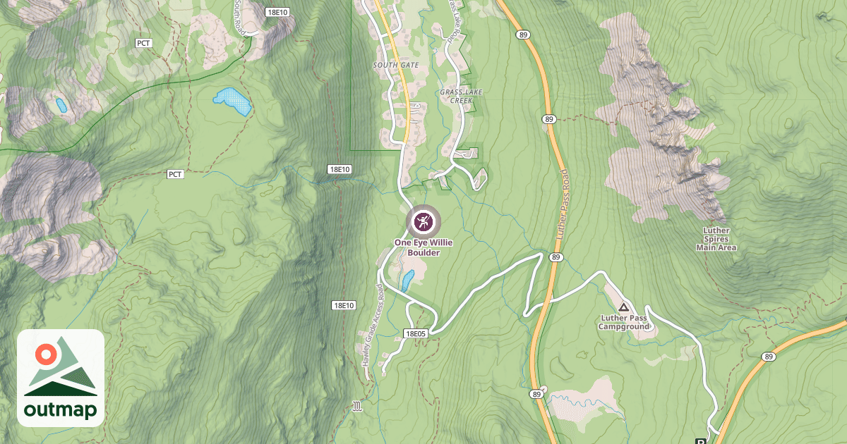 Map of One Eye Willie Boulder