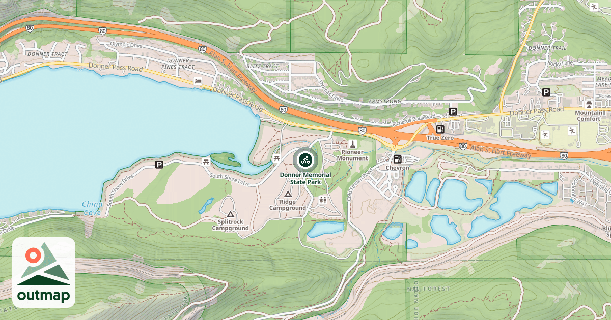 Map of Donner Memorial State Park