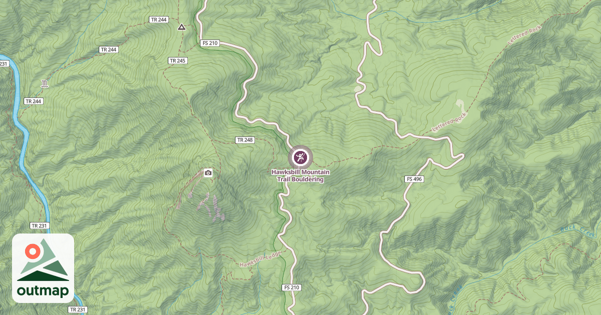 Map of Hawksbill Mountain Trail Bouldering