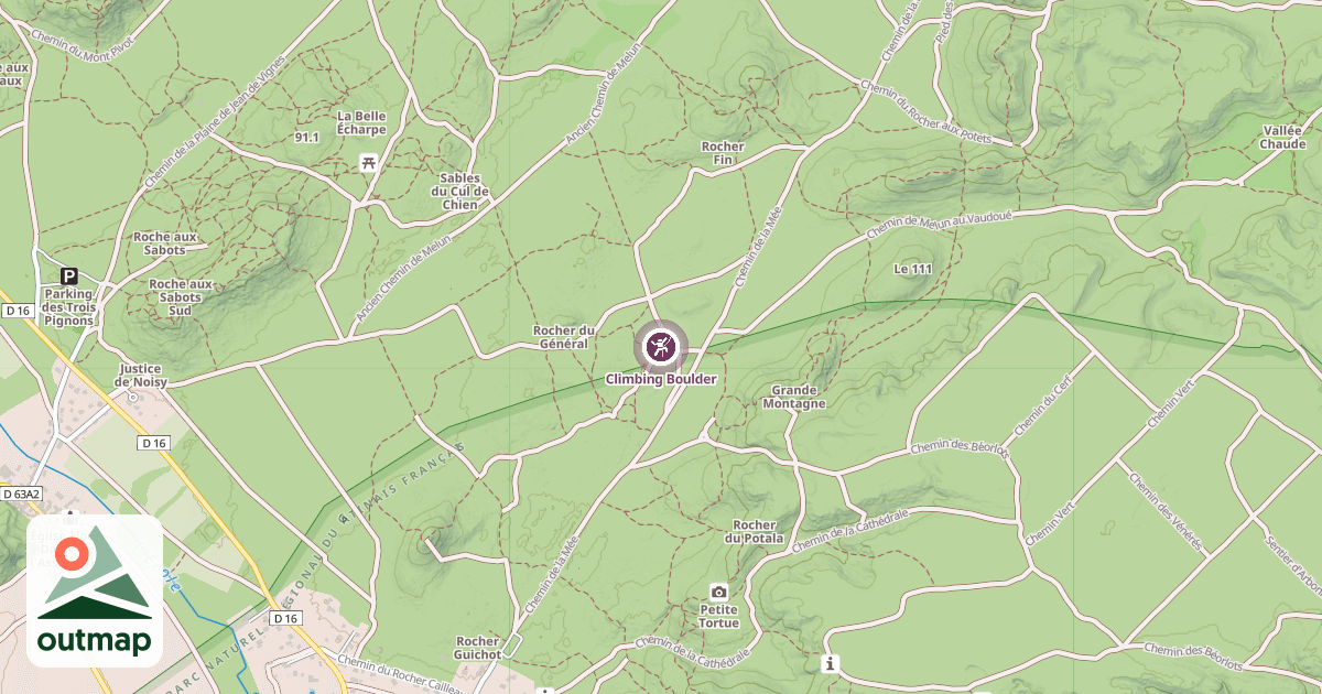 Map of Climbing Boulder