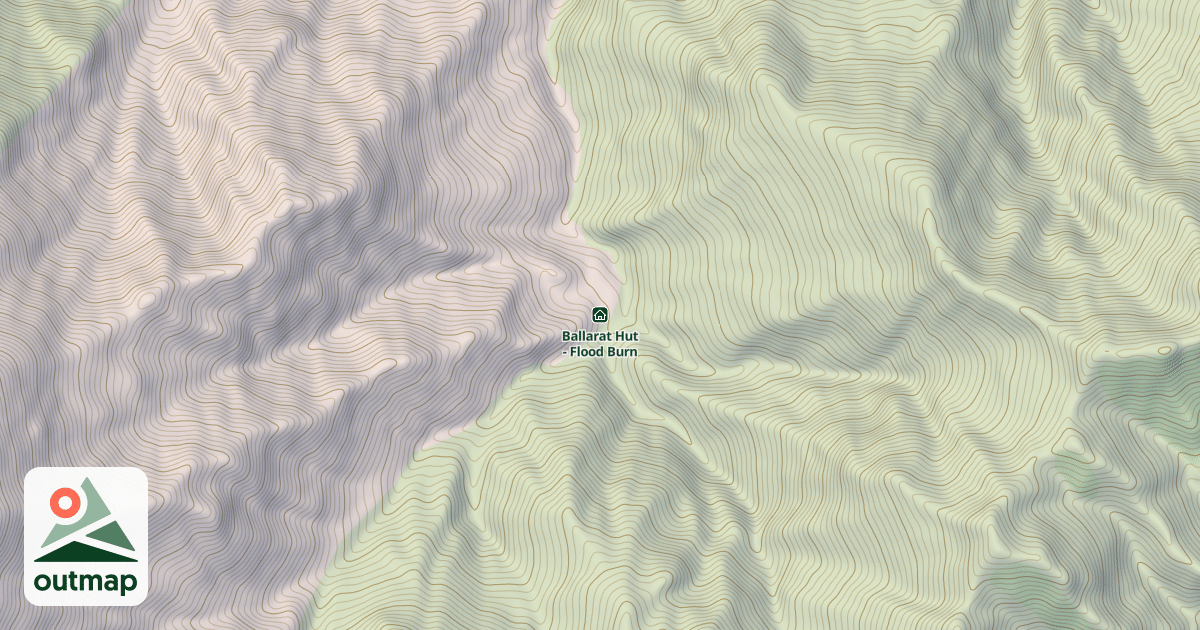 Map of Ballarat Hut - Flood Burn