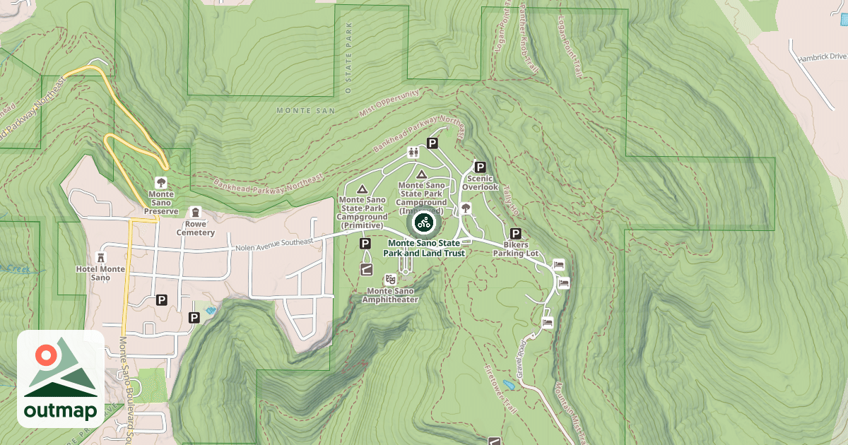 Map of Monte Sano State Park and Land Trust