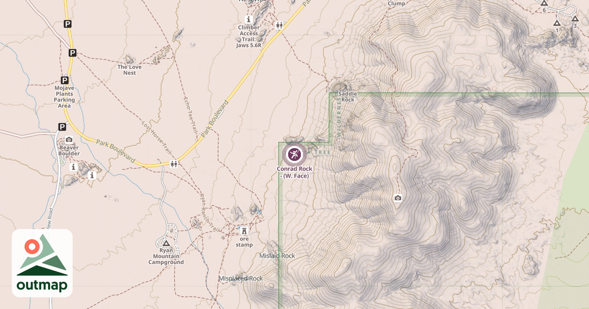 Map of Conrad Rock - (W. Face)