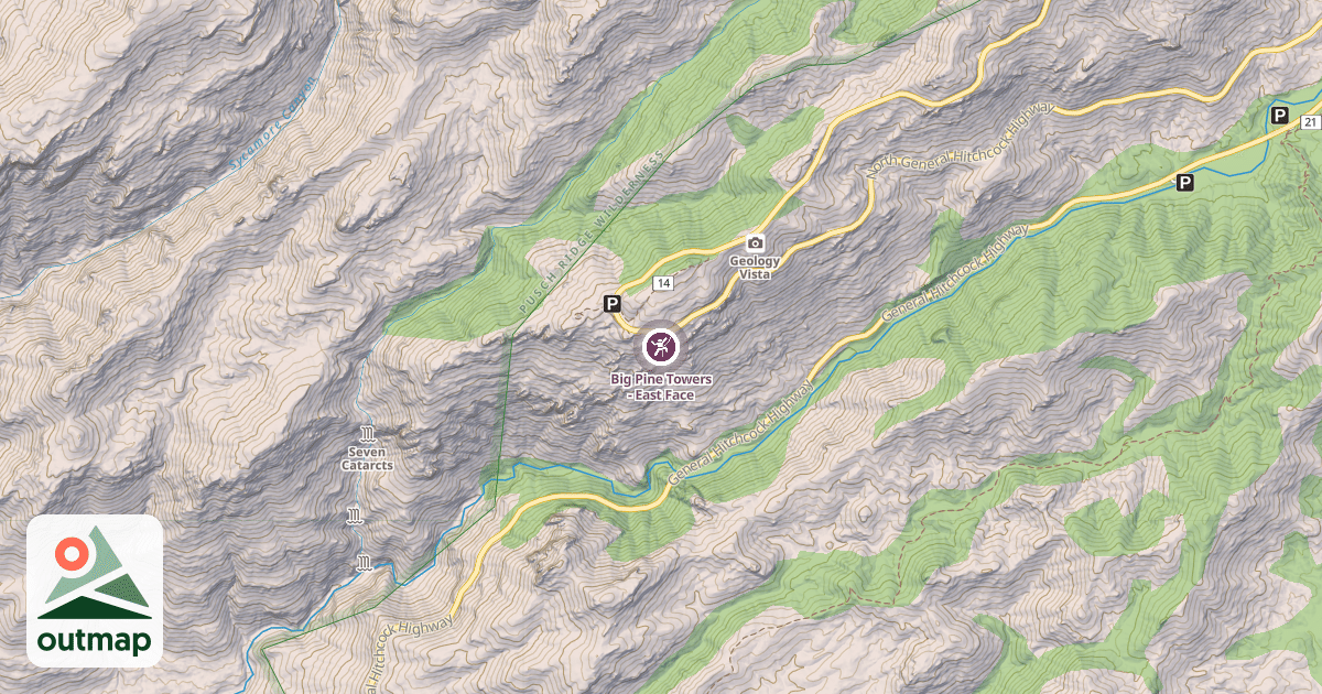 Map of Big Pine Towers - East Face