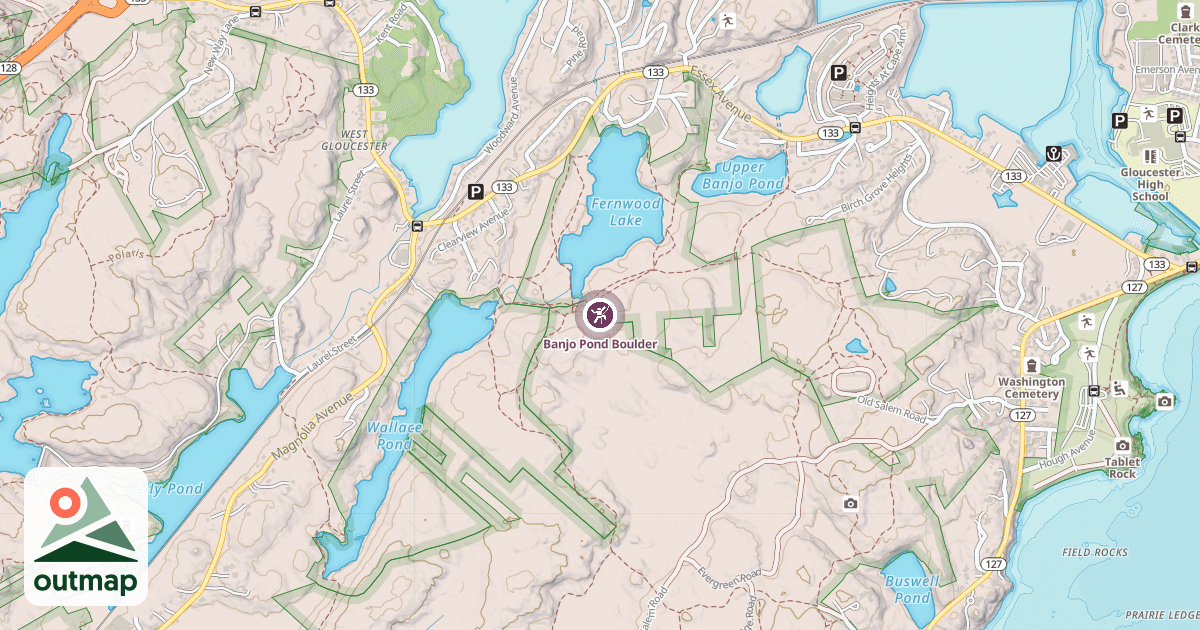 Map of Banjo Pond Boulder