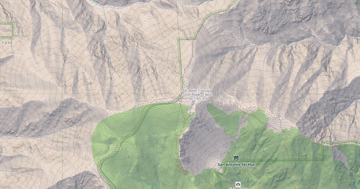 Map preview of Mt. Baldy Trail (aka South Ridge or Bear Flat Trail)
