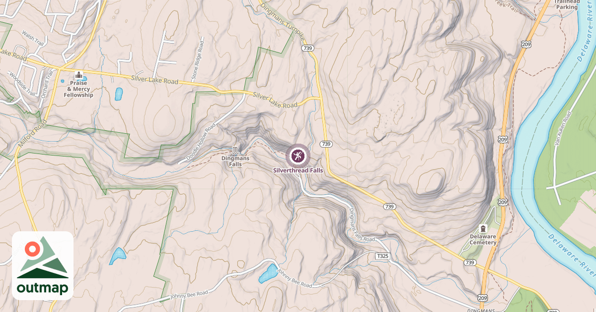 Map of Silverthread Falls