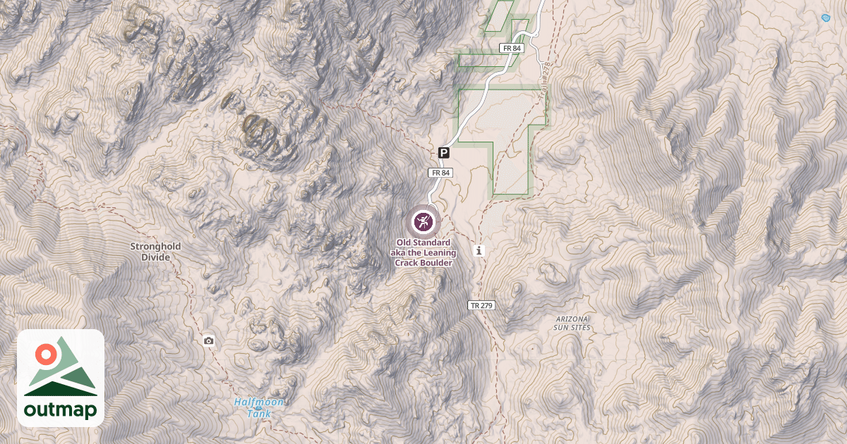 Map of Old Standard aka the Leaning Crack Boulder