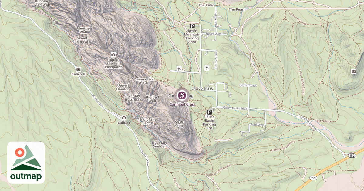 Map of Cannibal Crag