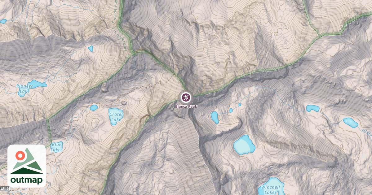 Map of Blanca Peak