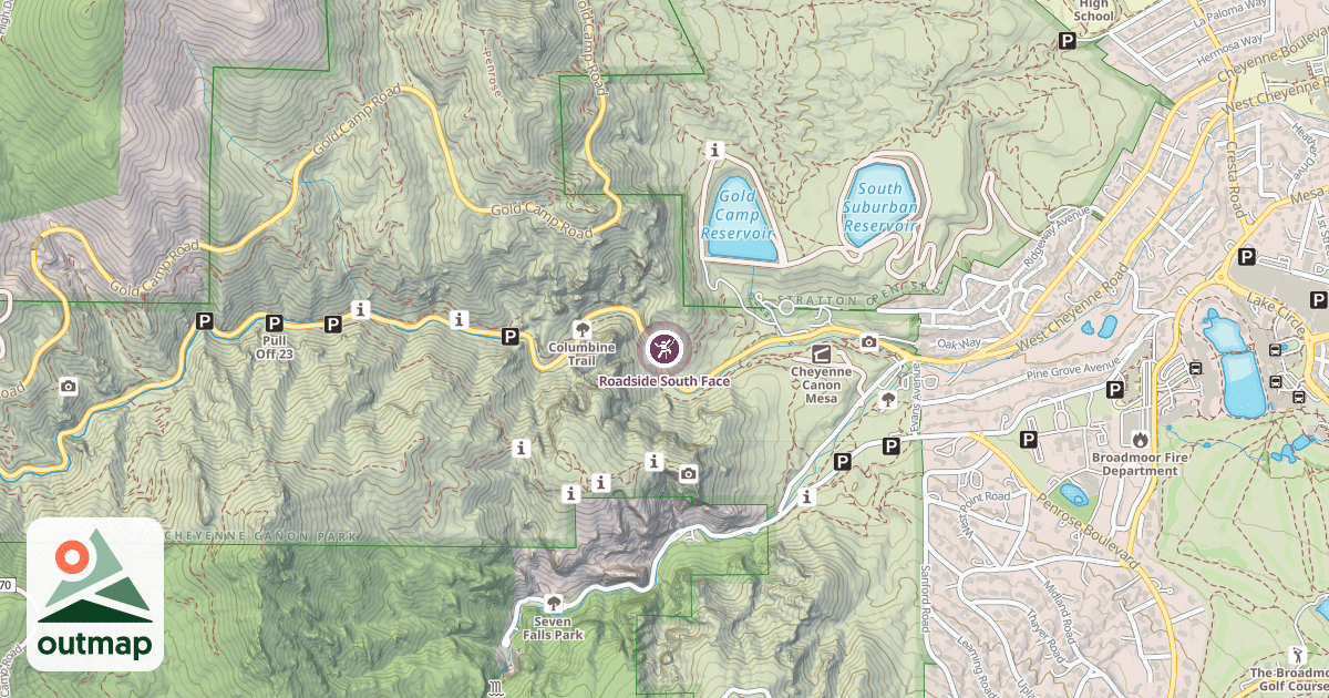 Map of Roadside South Face