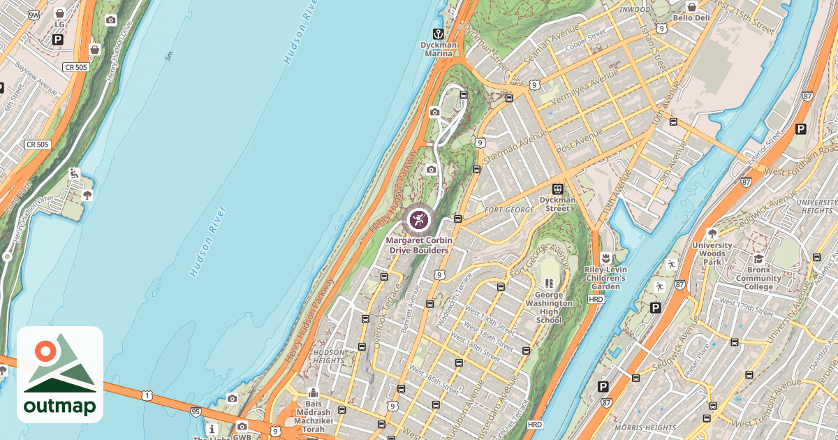 Map of Margaret Corbin Drive Boulders