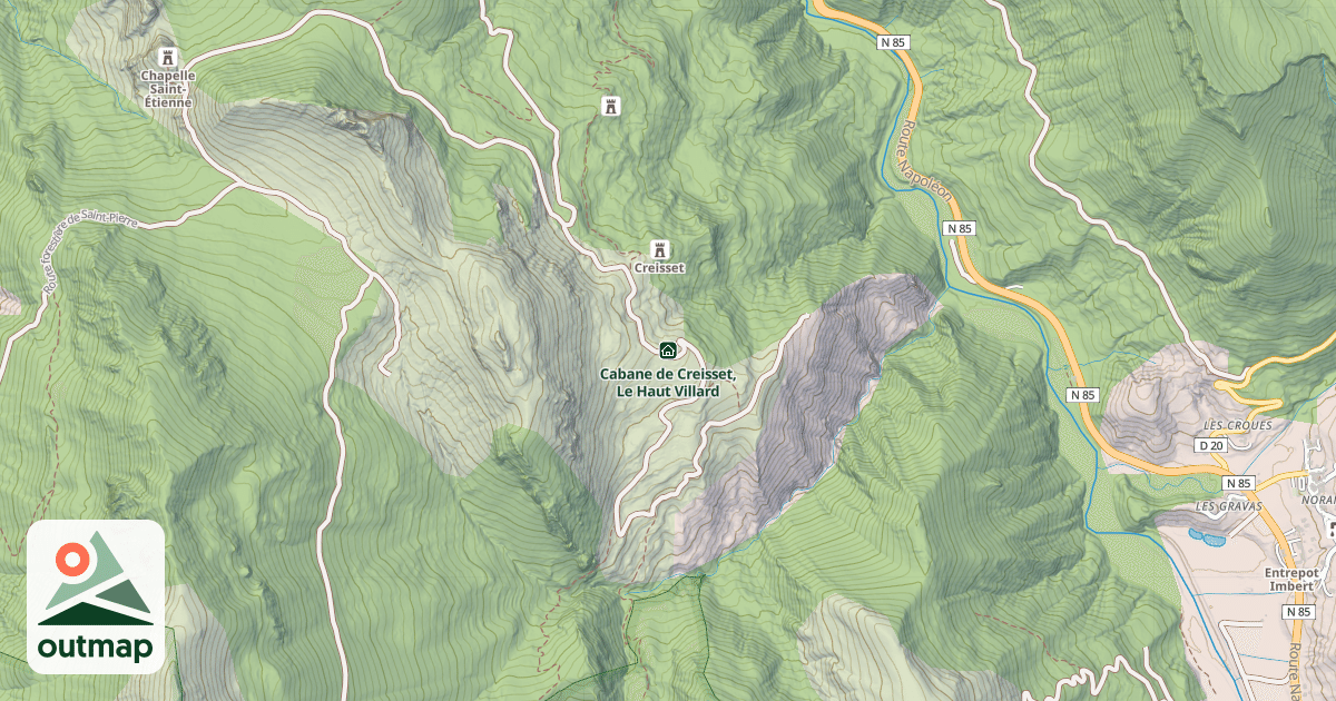 Map of Cabane de Creisset, Le Haut Villard