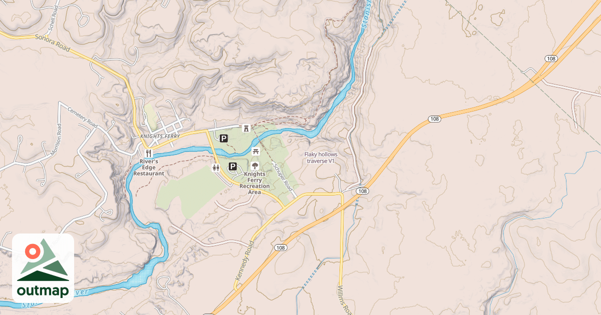 Map of Flaky hollows traverse