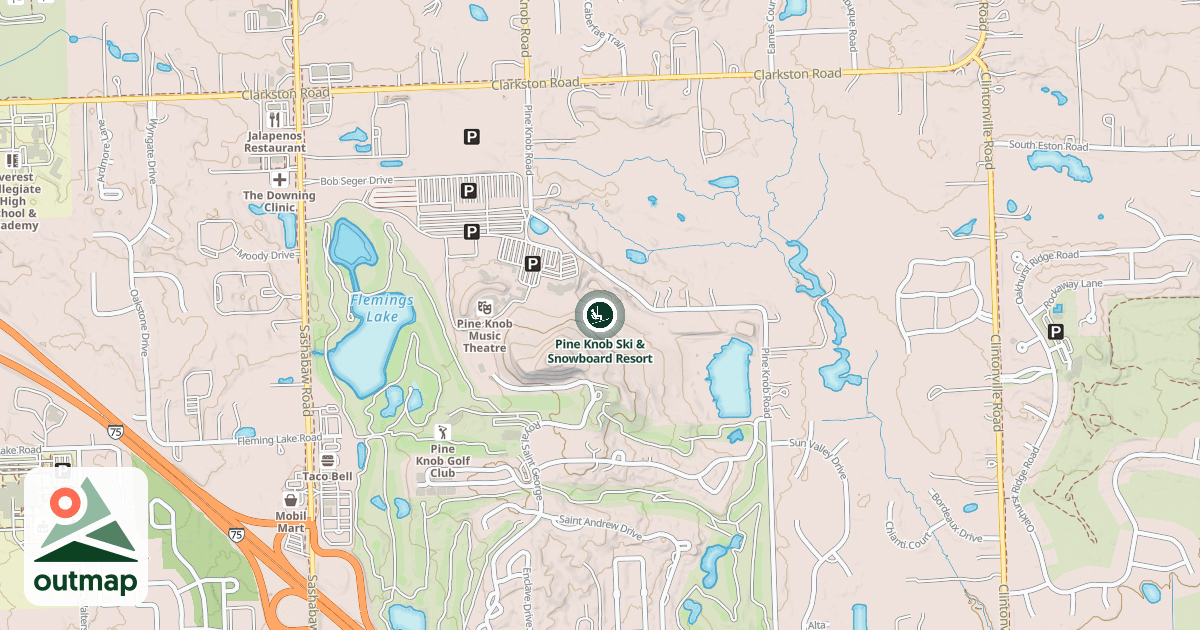 Map of Pine Knob Ski & Snowboard Resort