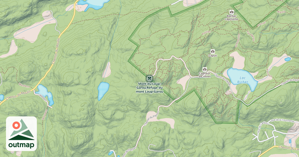 Map of Mont du Loup-Garou;Refuge du mont Loup-Garou