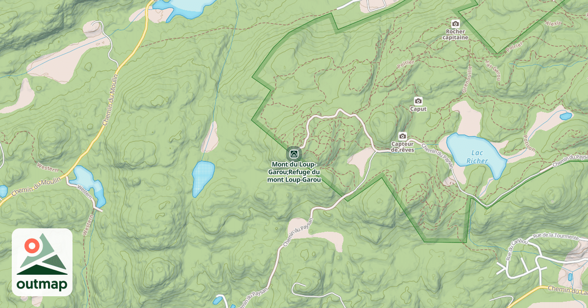 Map of Mont du Loup-Garou;Refuge du mont Loup-Garou