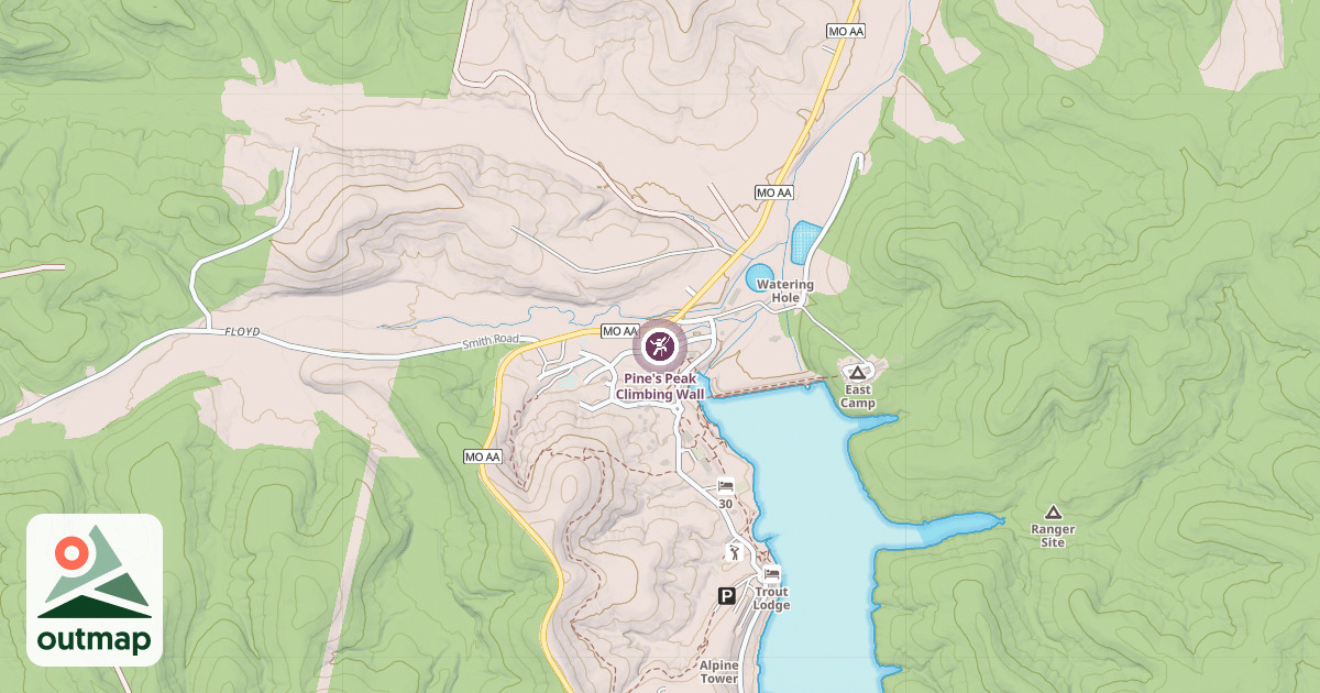 Map of Pine's Peak Climbing Wall
