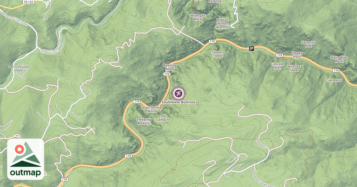 Map of Southwest Buttress