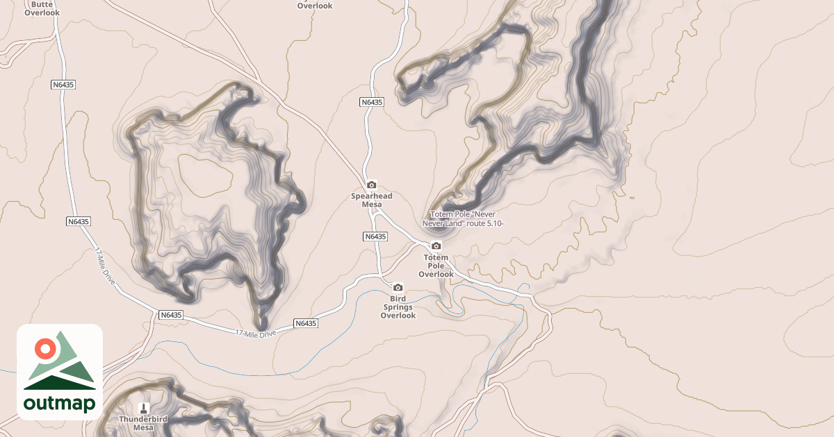 Map of Totem Pole "Never Never Land" route