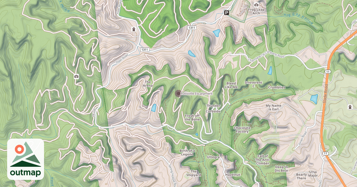 Map of Pottsville Escarpment