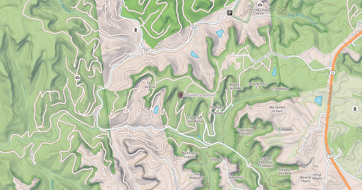 Map preview of Pottsville Escarpment
