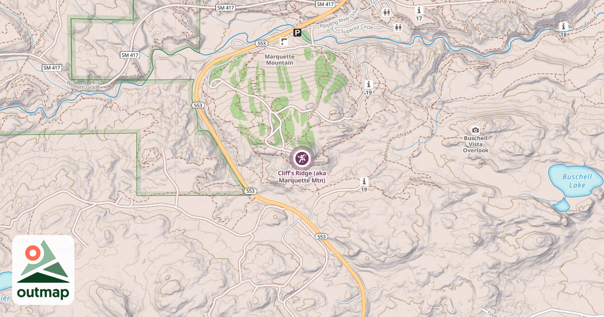 Map of Cliff's Ridge (aka Marquette Mtn)
