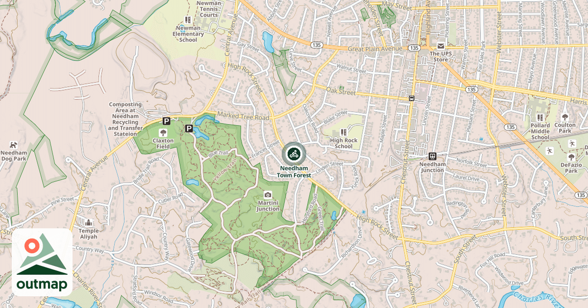Map of Needham Town Forest