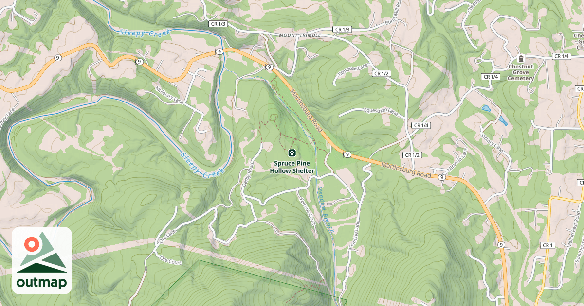 Map of Spruce Pine Hollow Shelter