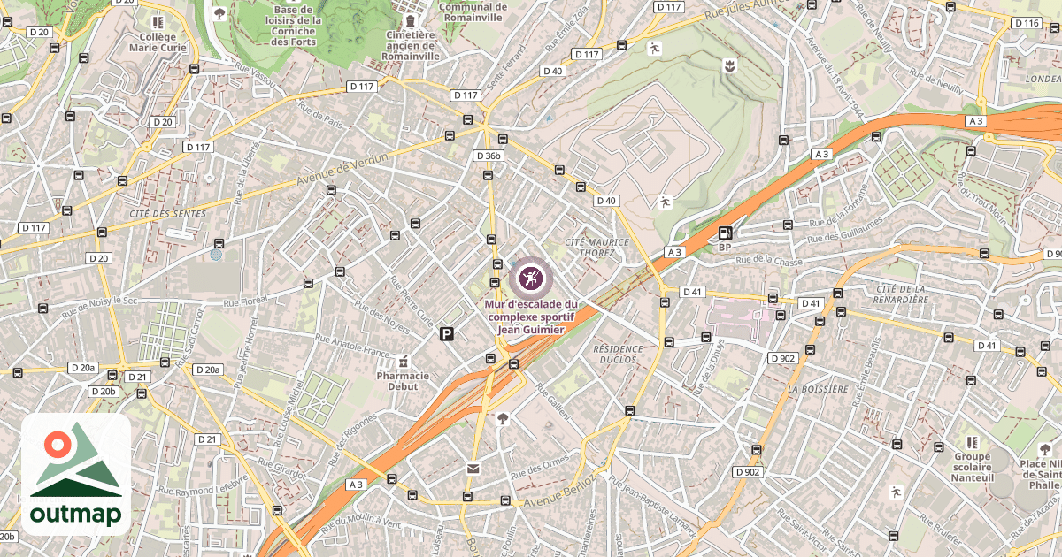 Map of Mur d'escalade du complexe sportif Jean Guimier