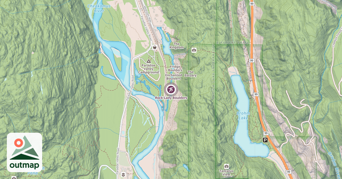 Map of Rock Lady Boulders
