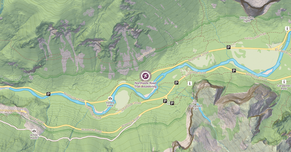 Map preview of Northside Road Trail Bouldering