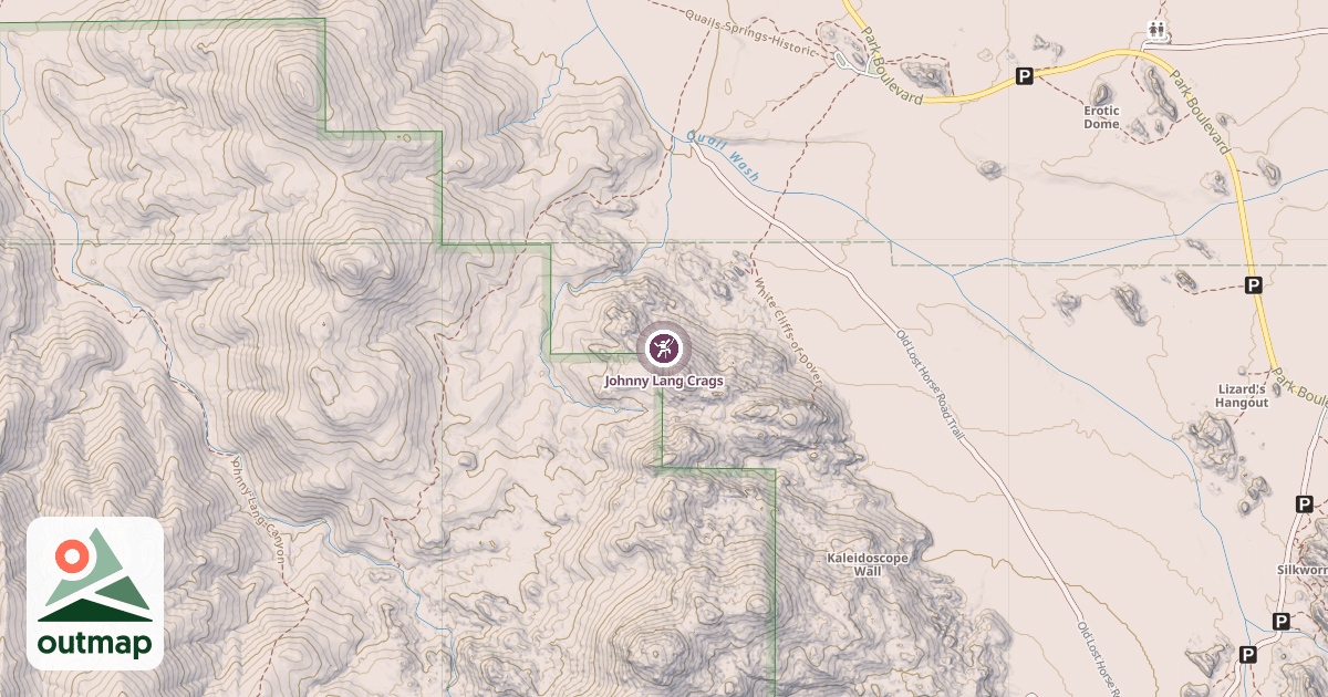 Map of Johnny Lang Crags