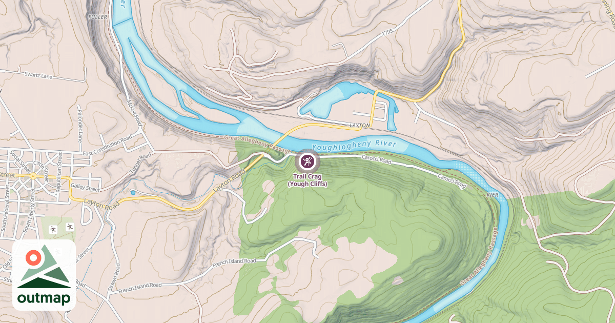 Map of Trail Crag (Yough Cliffs)