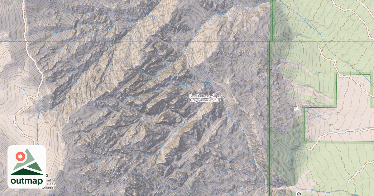 Map of East Buttress - Super Grey Pinnacle